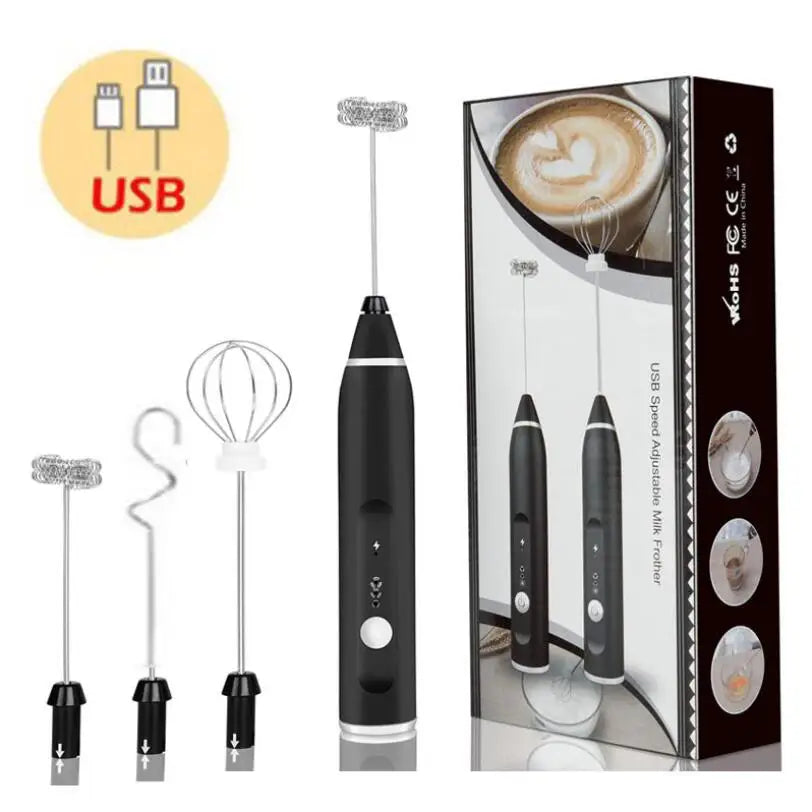 Wireless Electric Handheld Milk Frother Electric Blender with USB Electrical Mini Coffee Maker Whisk Mixer for Coffee Cappuccino