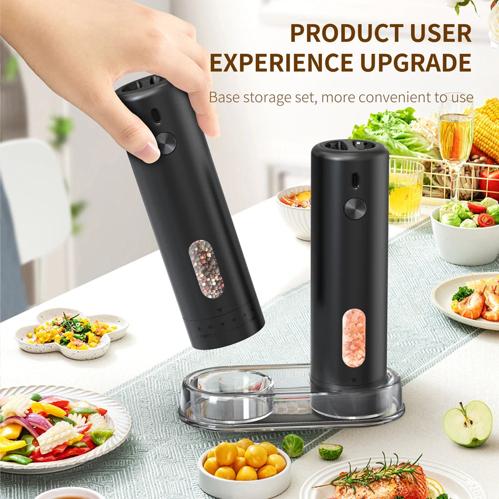 Rechargeable Electric Pepper Grinder with Adjustable Settings and Large Capacity for Salt and Spices