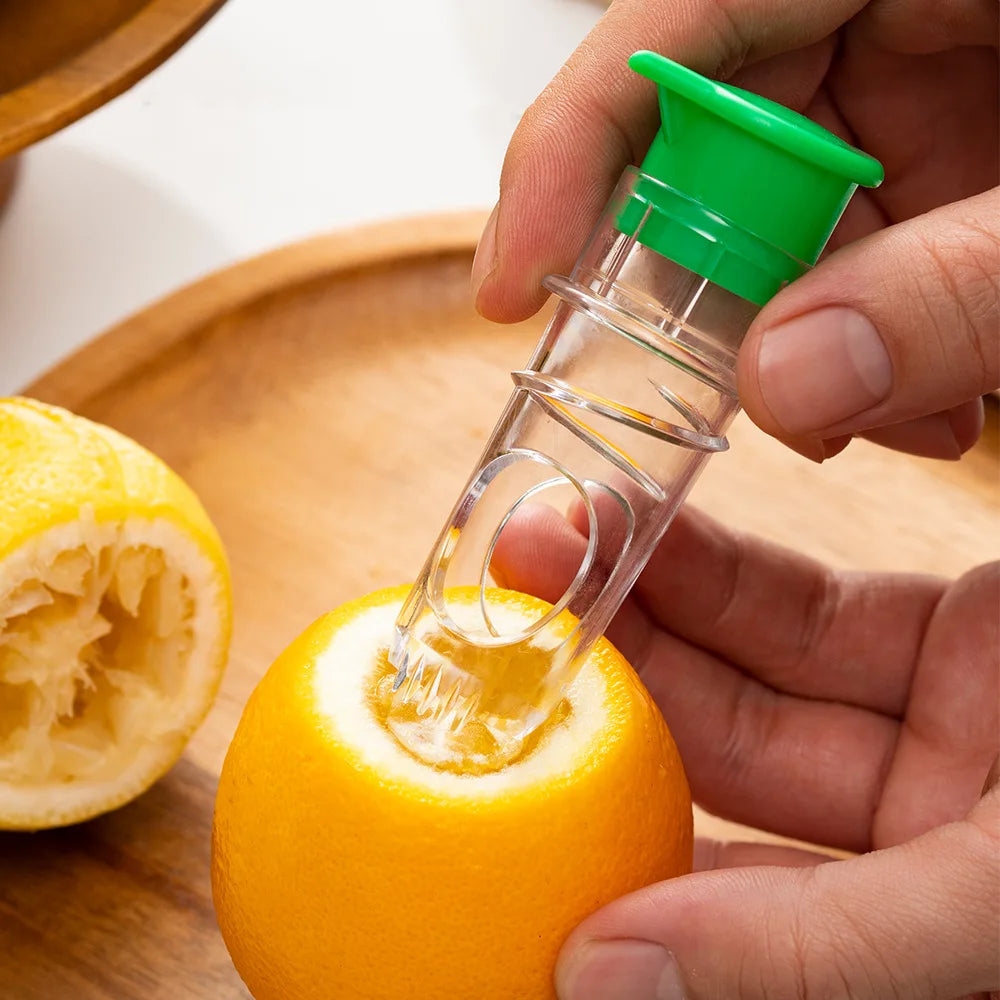 Portable Lightweight Plastic Lemon Squeezer with Built-in Filter - Reusable and Washable Manual Juicer for Home and Travel