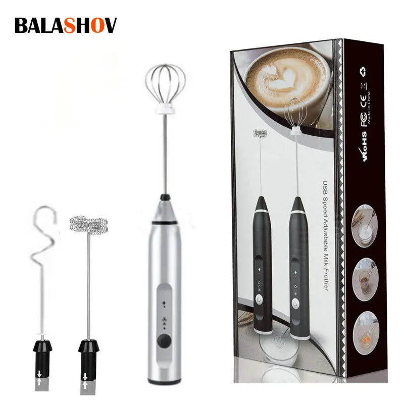 Wireless Electric Handheld Milk Frother Electric Blender with USB Electrical Mini Coffee Maker Whisk Mixer for Coffee Cappuccino