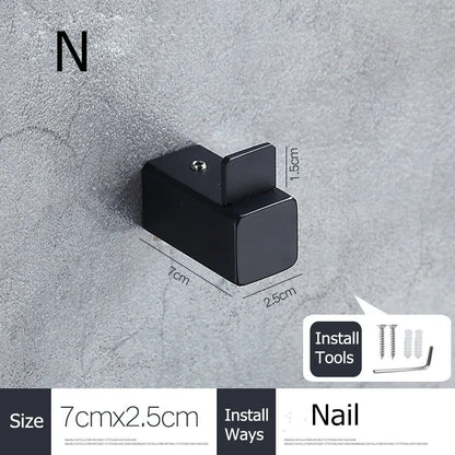 SUS304 Stainless Steel Black Wall Hooks for Bathroom and Kitchen - Versatile Hangers for Keys, Coats, Towels, and Robes