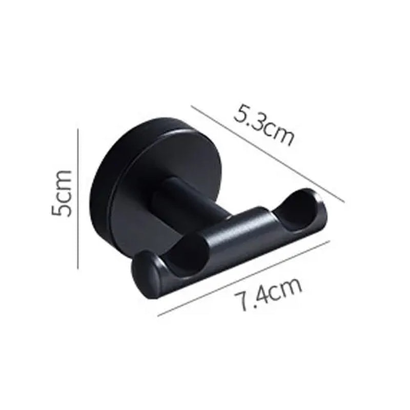SUS304 Stainless Steel Black Wall Hooks for Bathroom and Kitchen - Versatile Hangers for Keys, Coats, Towels, and Robes