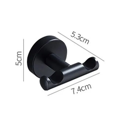 SUS304 Stainless Steel Black Wall Hooks for Bathroom and Kitchen - Versatile Hangers for Keys, Coats, Towels, and Robes