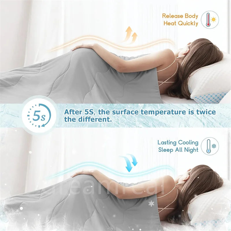 Premium Cooling Blanket - Lightweight Dual-Sided Comforter with Arc-Chill Cold Technology, Washable Summer Quilt