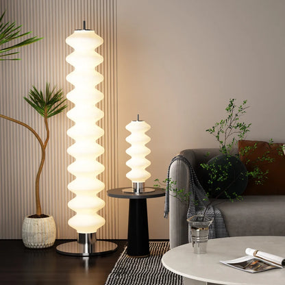 Contemporary White Gourd Glass LED Floor Lamp for Bedroom and Living Room - Cream Style