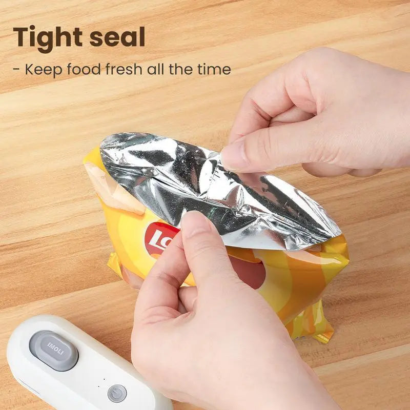 4-in-1 Mini Heat Sealer with Built-In Cutter, USB Rechargeable, Magnetic Design – Portable Snack Bag Sealer and Beer Bottle Opener for Home Food Storage