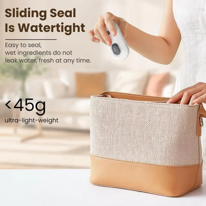 4-in-1 Mini Heat Sealer with Built-In Cutter, USB Rechargeable, Magnetic Design – Portable Snack Bag Sealer and Beer Bottle Opener for Home Food Storage