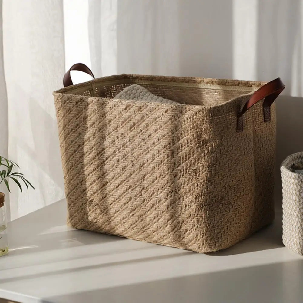 Decorative Fabric Storage Basket with Dense Stitches for Laundry and Wardrobe Organization - Foldable Design