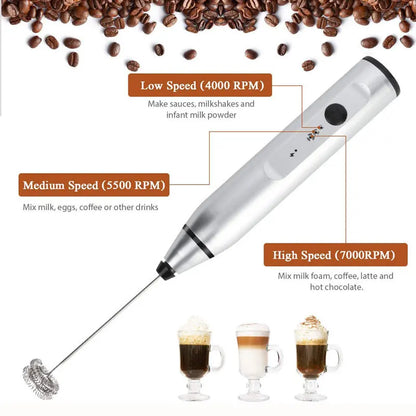 Wireless Electric Handheld Milk Frother Electric Blender with USB Electrical Mini Coffee Maker Whisk Mixer for Coffee Cappuccino
