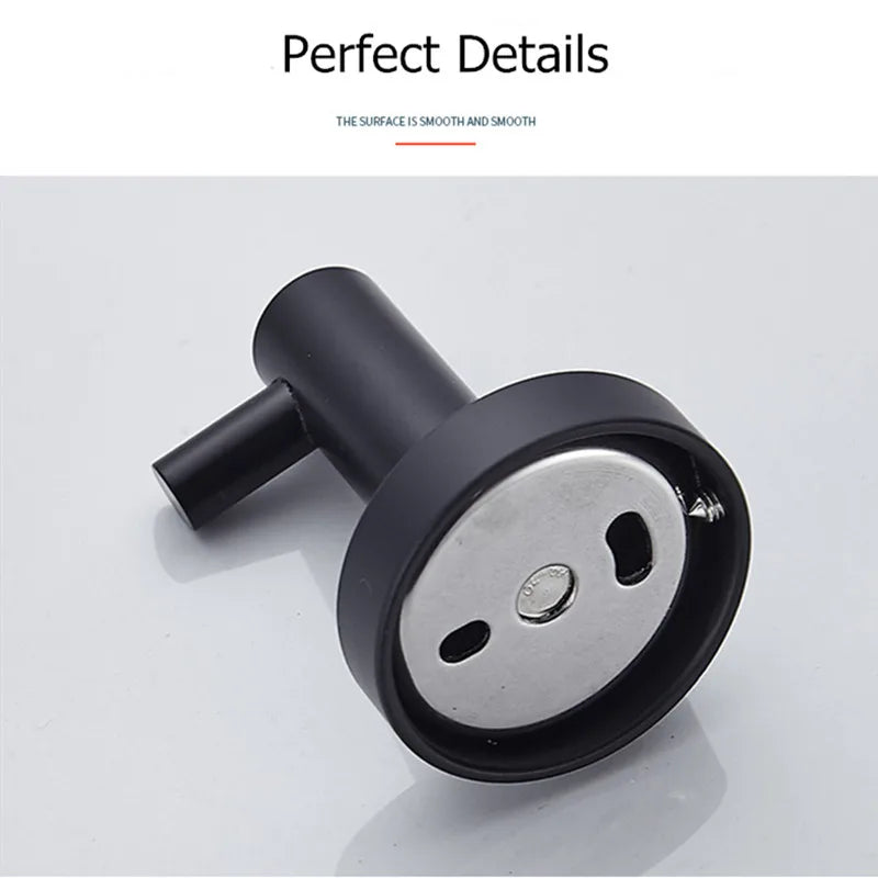 SUS304 Stainless Steel Black Wall Hooks for Bathroom and Kitchen - Versatile Hangers for Keys, Coats, Towels, and Robes