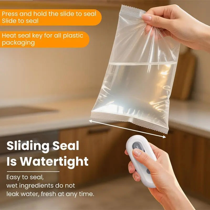 4-in-1 Mini Heat Sealer with Built-In Cutter, USB Rechargeable, Magnetic Design – Portable Snack Bag Sealer and Beer Bottle Opener for Home Food Storage