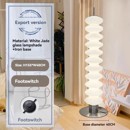 Contemporary White Gourd Glass LED Floor Lamp for Bedroom and Living Room - Cream Style