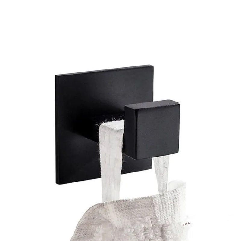 SUS304 Stainless Steel Black Wall Hooks for Bathroom and Kitchen - Versatile Hangers for Keys, Coats, Towels, and Robes
