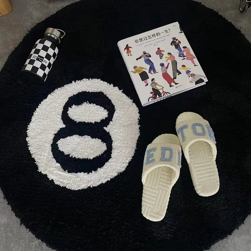 Halloween 8 Ball Rug Indoor Home Decoration Spooky Halloween Gifts 8 Ball Accent round Tufting Soft Rug Horror Movie Mat
