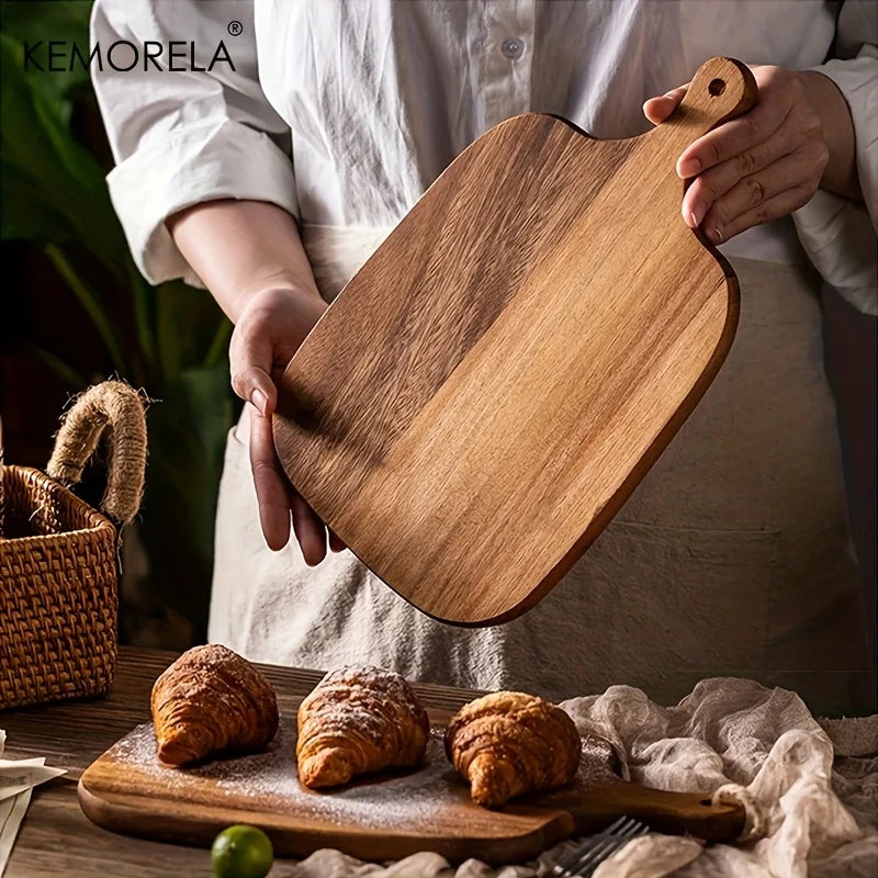 Wooden Cutting Board with Handle for Fish Cheese Bread Desserts Fruits & Vegetables - Food-Safe Durable & Stylish Design Food