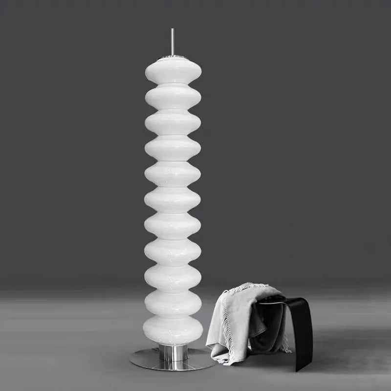 Contemporary White Gourd Glass LED Floor Lamp for Bedroom and Living Room - Cream Style