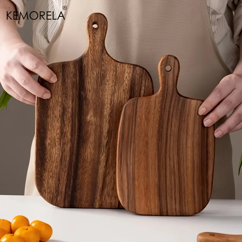 Wooden Cutting Board with Handle for Fish Cheese Bread Desserts Fruits & Vegetables - Food-Safe Durable & Stylish Design Food