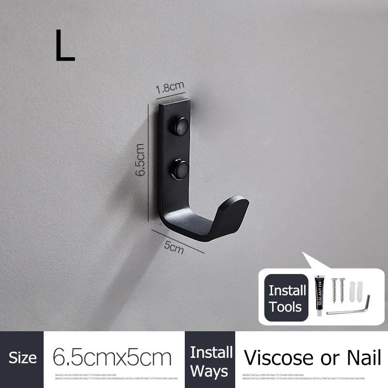 SUS304 Stainless Steel Black Wall Hooks for Bathroom and Kitchen - Versatile Hangers for Keys, Coats, Towels, and Robes