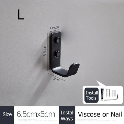 SUS304 Stainless Steel Black Wall Hooks for Bathroom and Kitchen - Versatile Hangers for Keys, Coats, Towels, and Robes