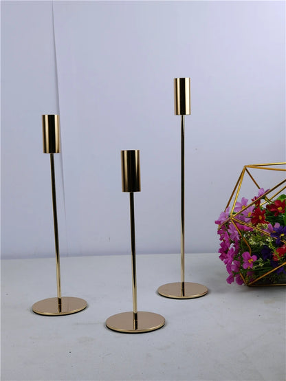 Set of 3 Elegant Metal Candle Holders for Wedding and Event Decor, Ideal for Living Room and Bar Ornaments