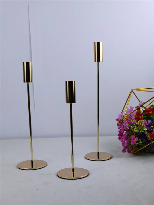 Set of 3 Elegant Metal Candle Holders for Wedding and Event Decor, Ideal for Living Room and Bar Ornaments