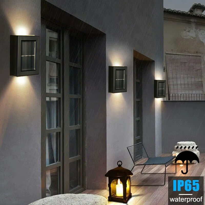 Solar Waterproof Decorative Outdoor Wall Lights for Decks, Patios, Stairs, and Yards - Automatic Solar Fence Lighting