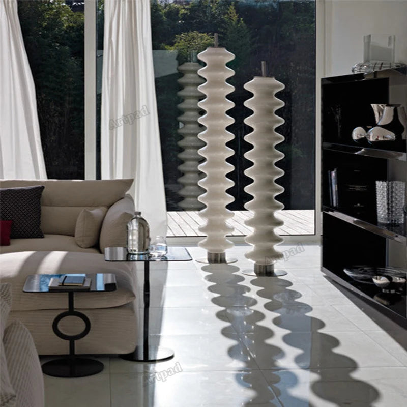 Contemporary White Gourd Glass LED Floor Lamp for Bedroom and Living Room - Cream Style