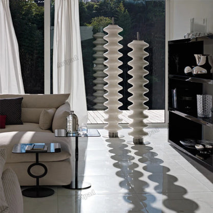 Contemporary White Gourd Glass LED Floor Lamp for Bedroom and Living Room - Cream Style