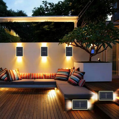 Solar Waterproof Decorative Outdoor Wall Lights for Decks, Patios, Stairs, and Yards - Automatic Solar Fence Lighting
