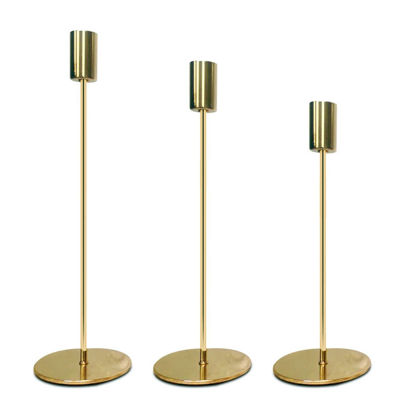 Set of 3 Elegant Metal Candle Holders for Wedding and Event Decor, Ideal for Living Room and Bar Ornaments