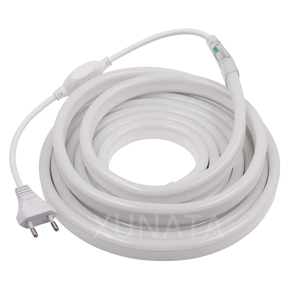EU 220V Neon Strip Waterproof White/Warm White 2835 120Leds/M Ribbon Tape Flexible LED Strip Lamp for Outdoor Garden Decoration