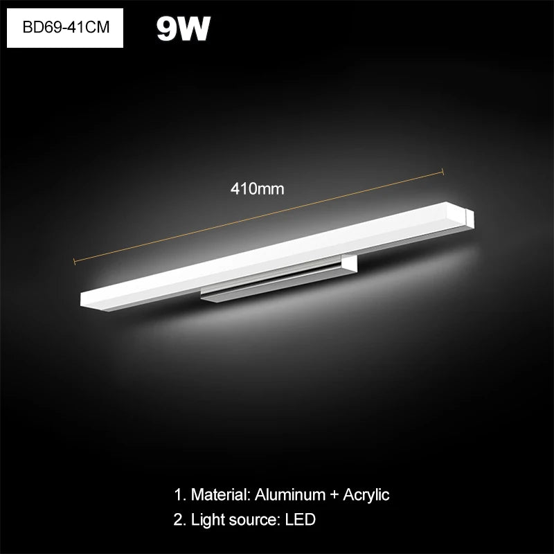 Modern Simplicity Fashion LED Wall Lamp Mirror Moisture Proof Anti-Fog Lighting Fixture Indoor Bathroom Bedroom Acrylic Sconces