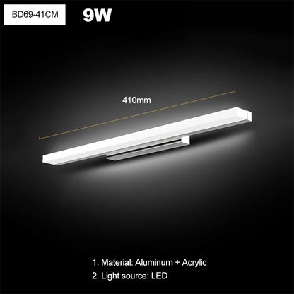 Modern Simplicity Fashion LED Wall Lamp Mirror Moisture Proof Anti-Fog Lighting Fixture Indoor Bathroom Bedroom Acrylic Sconces
