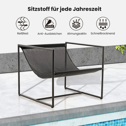 2Er Set Sling-Akzentstuhl Mit Sitz- & Rückenkissen & Metallrahmen Ergonomischer Loungestuhl Navy