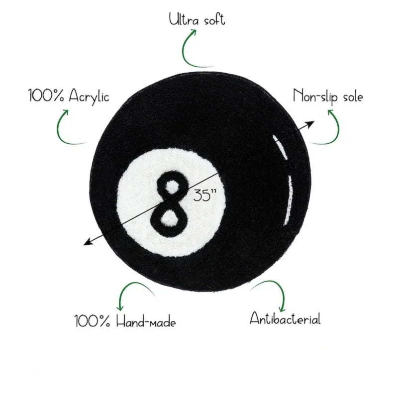 Halloween 8 Ball Rug Indoor Home Decoration Spooky Halloween Gifts 8 Ball Accent round Tufting Soft Rug Horror Movie Mat