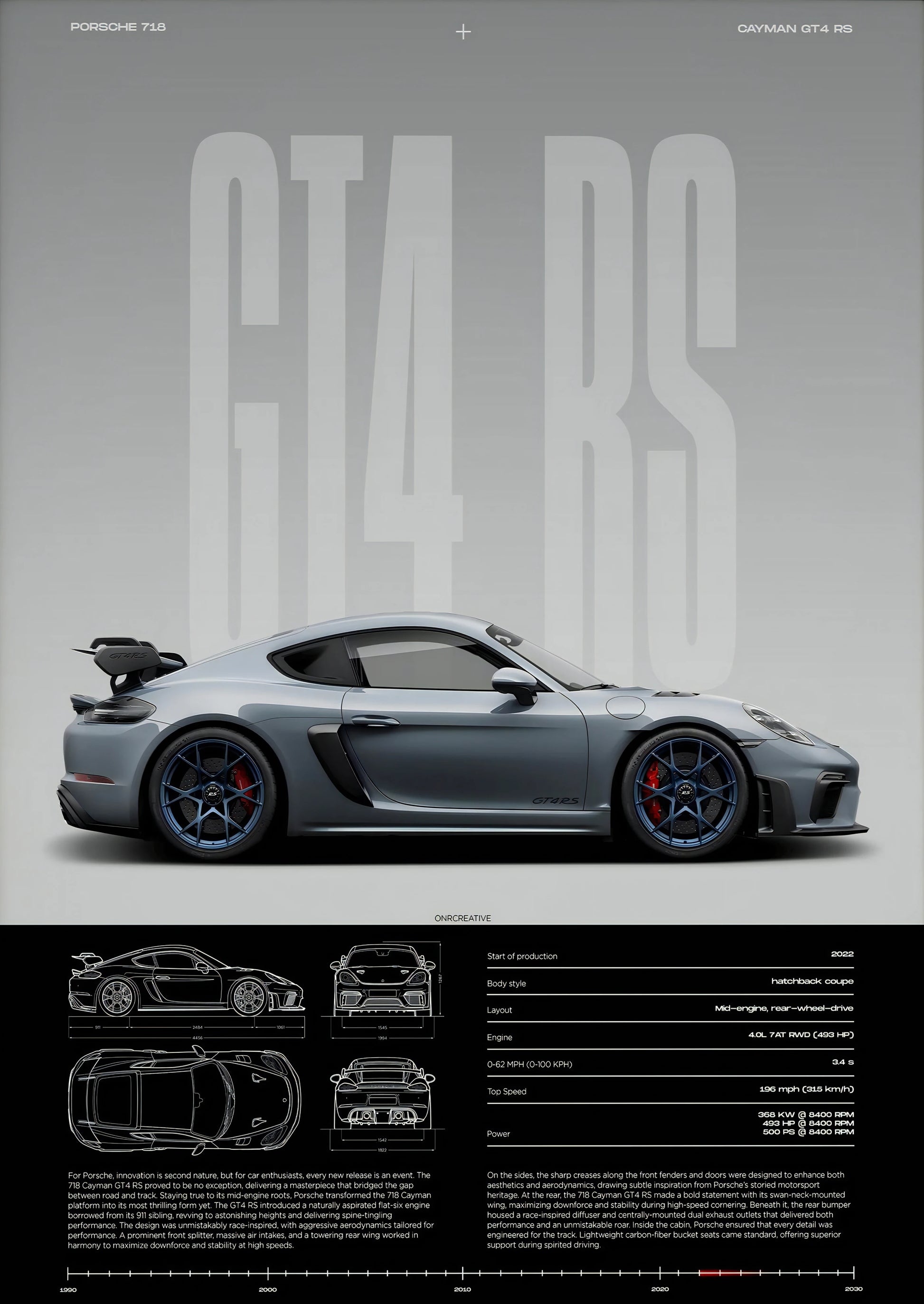 Minimalist 911 GT3-RS 718 GT4 RS Hyper Car Sports Car Supercar Poster Canvas Painting Wall Art Pictures Home Interior Decor