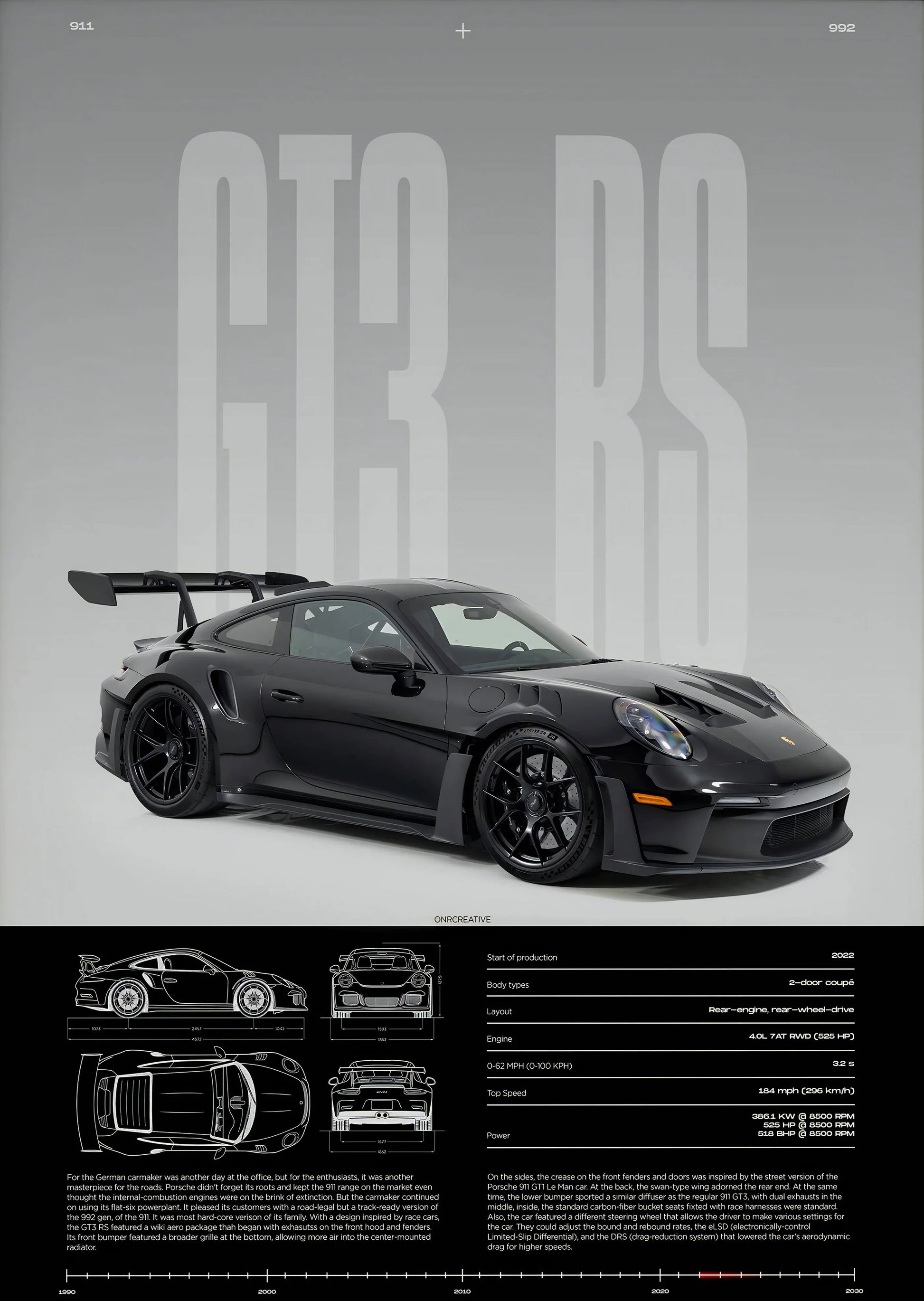 Minimalist 911 GT3-RS 718 GT4 RS Hyper Car Sports Car Supercar Poster Canvas Painting Wall Art Pictures Home Interior Decor