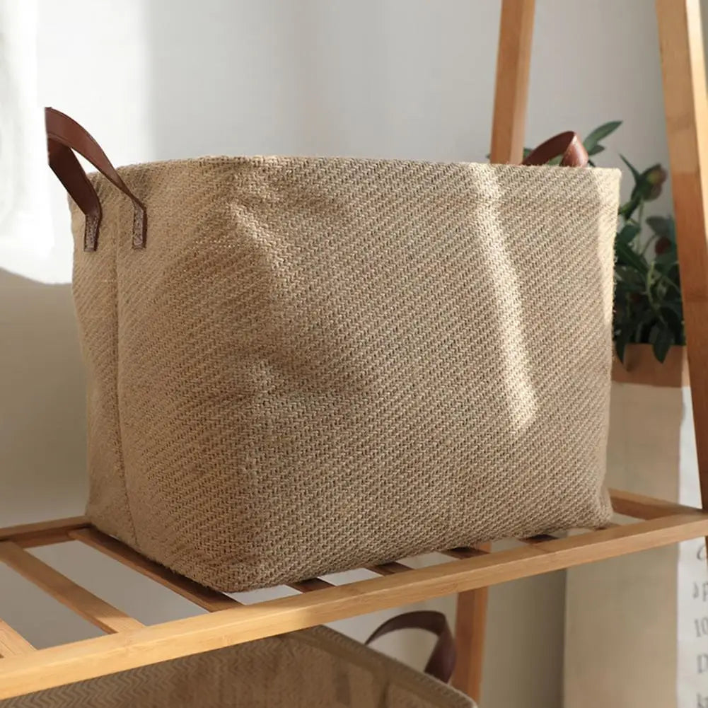 Decorative Fabric Storage Basket with Dense Stitches for Laundry and Wardrobe Organization - Foldable Design