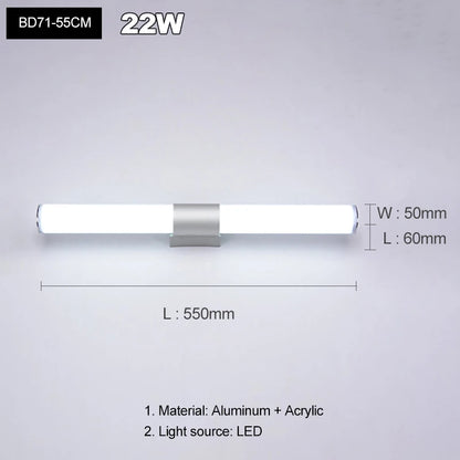 Modern Simplicity Fashion LED Wall Lamp Mirror Moisture Proof Anti-Fog Lighting Fixture Indoor Bathroom Bedroom Acrylic Sconces