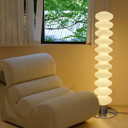 Contemporary White Gourd Glass LED Floor Lamp for Bedroom and Living Room - Cream Style