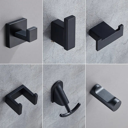 SUS304 Stainless Steel Black Wall Hooks for Bathroom and Kitchen - Versatile Hangers for Keys, Coats, Towels, and Robes