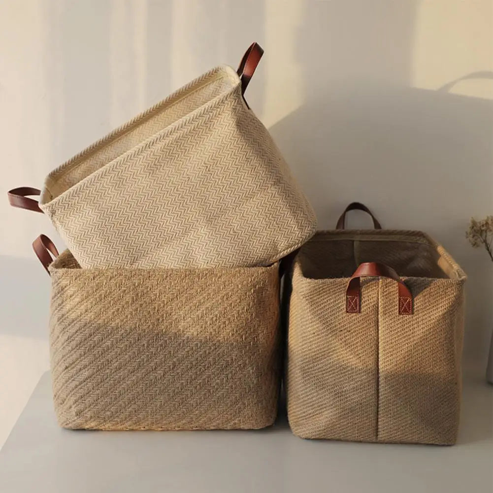 Decorative Fabric Storage Basket with Dense Stitches for Laundry and Wardrobe Organization - Foldable Design