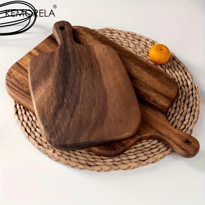 Wooden Cutting Board with Handle for Fish Cheese Bread Desserts Fruits & Vegetables - Food-Safe Durable & Stylish Design Food