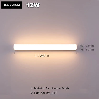 Modern Simplicity Fashion LED Wall Lamp Mirror Moisture Proof Anti-Fog Lighting Fixture Indoor Bathroom Bedroom Acrylic Sconces