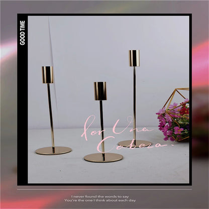 Set of 3 Elegant Metal Candle Holders for Wedding and Event Decor, Ideal for Living Room and Bar Ornaments