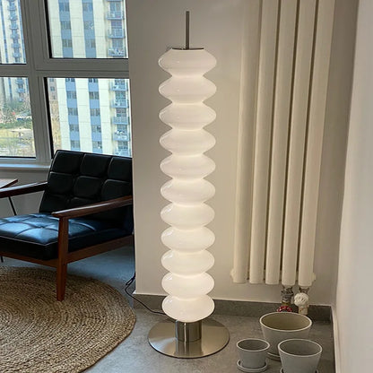 Contemporary White Gourd Glass LED Floor Lamp for Bedroom and Living Room - Cream Style