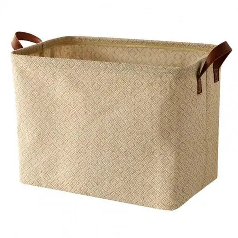 Decorative Fabric Storage Basket with Dense Stitches for Laundry and Wardrobe Organization - Foldable Design