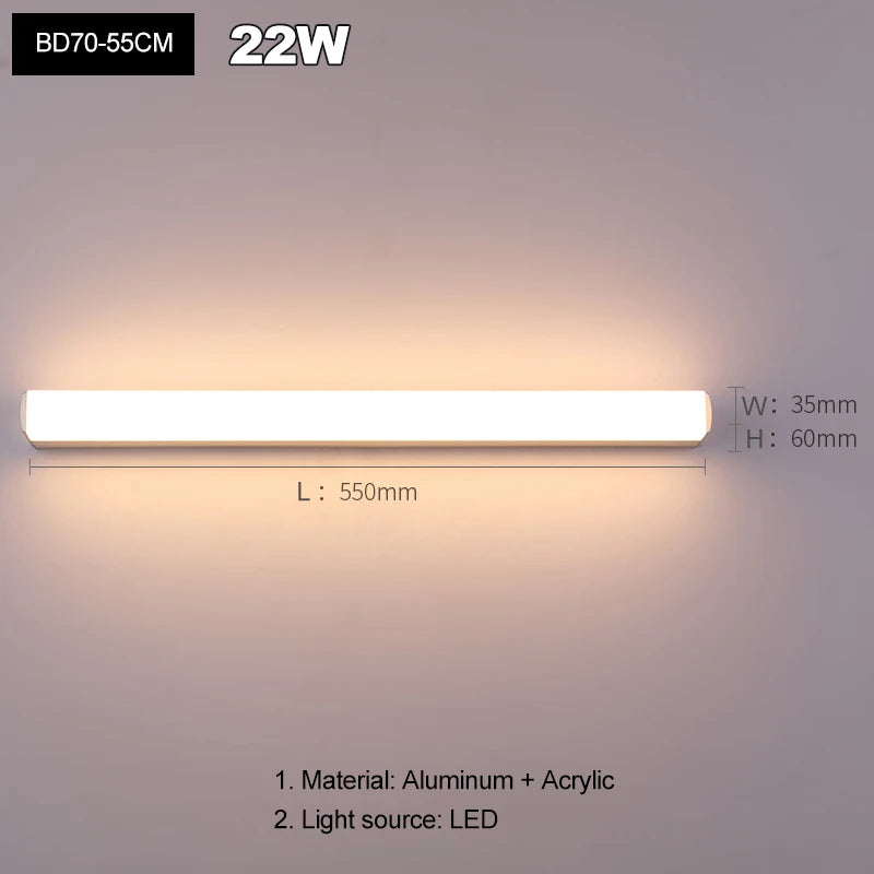 Modern Simplicity Fashion LED Wall Lamp Mirror Moisture Proof Anti-Fog Lighting Fixture Indoor Bathroom Bedroom Acrylic Sconces