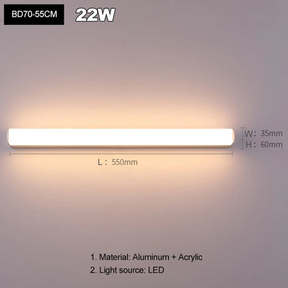 Modern Simplicity Fashion LED Wall Lamp Mirror Moisture Proof Anti-Fog Lighting Fixture Indoor Bathroom Bedroom Acrylic Sconces