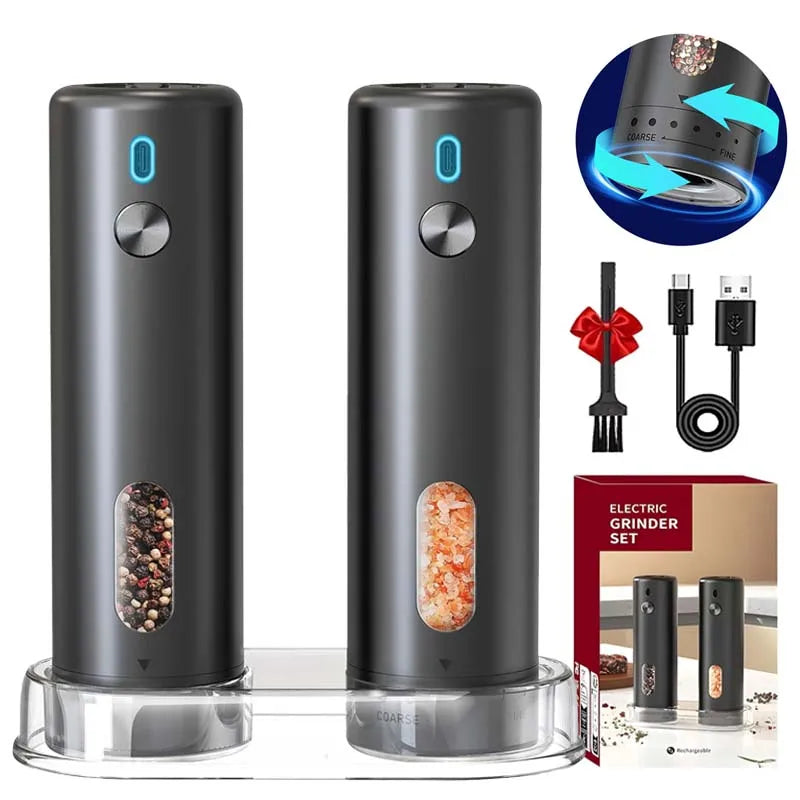 Rechargeable Electric Pepper Grinder with Adjustable Settings and Large Capacity for Salt and Spices